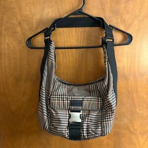 Lauren Ralph Lauren Houndstooth Crescent Shoulder Bag Buckle Y2K Purse Preppy